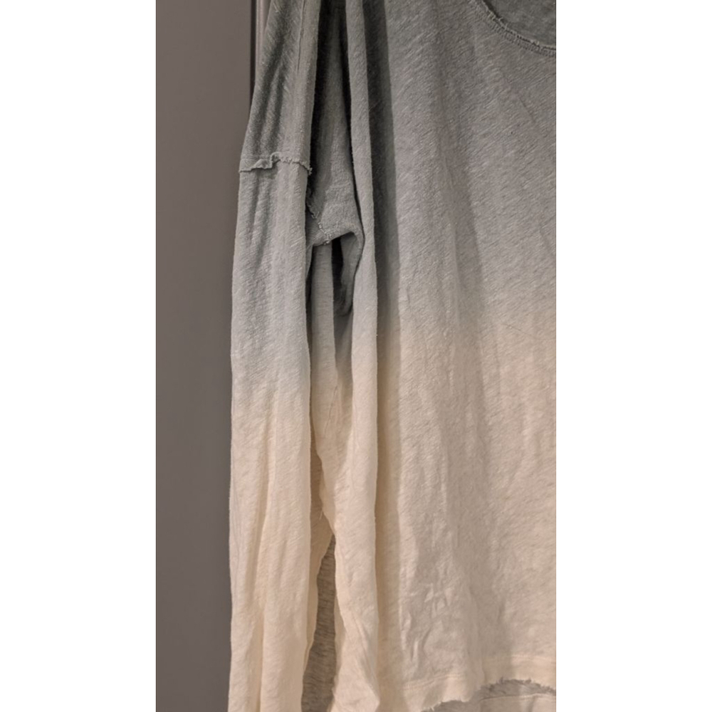 Women's Free People M Long Sleeve Ombre Green White Tee - Picture 2 of 13
